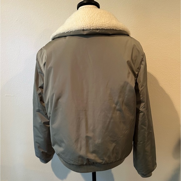 Light Green Pilot Jacket with Borg Collar - Picture 7 of 7